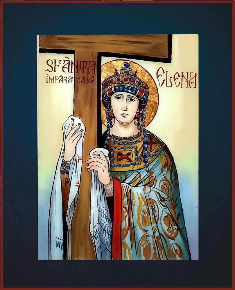 Sfânta împărăteasă Elena, icoană pictată pe dosul sticlei 2024